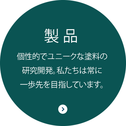 製品：個性的でユニークな塗料の研究開発。私たちは常に一歩先を目指しています。